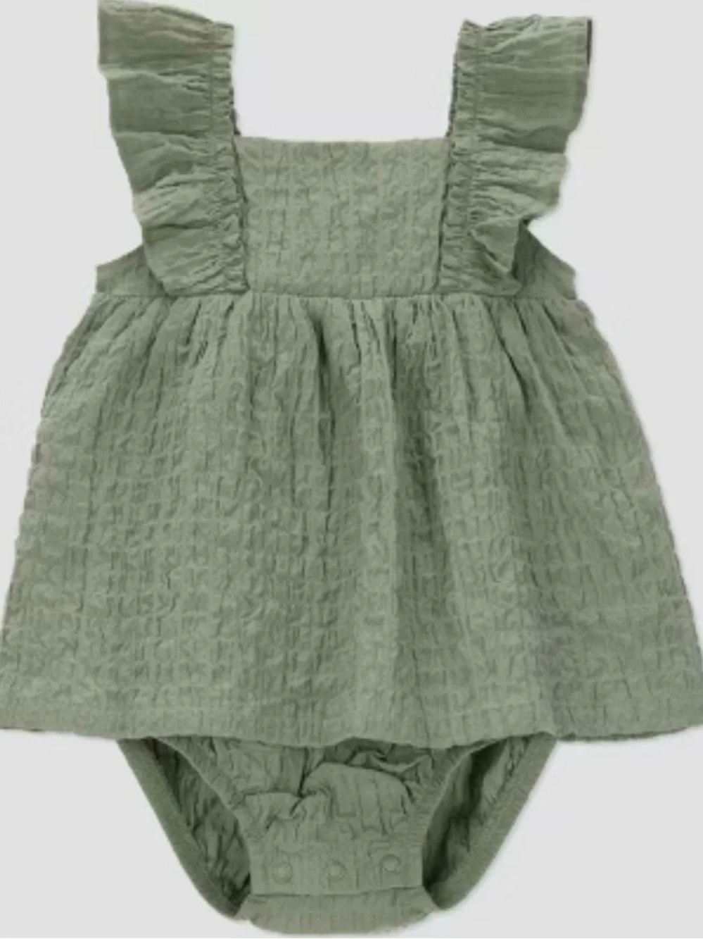 Carter's Baby Girls 2-Piece Green Seersucker Dress & Bloomers Set Sleeveless 12M